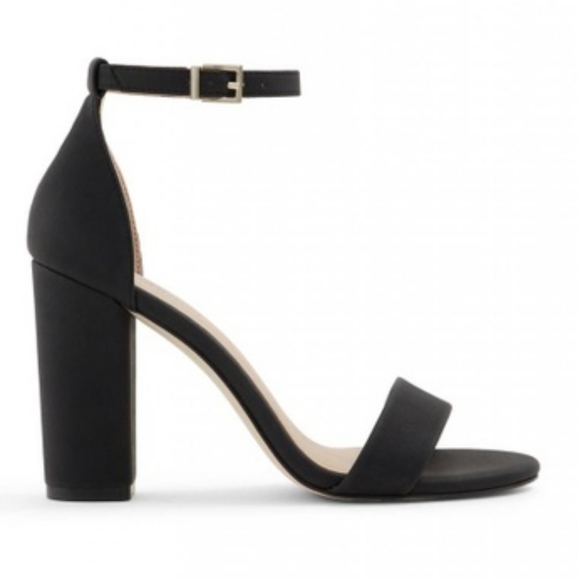 NEW Call it Spring, Black Chunky Ankle Strap Heels - Picture 3 of 8